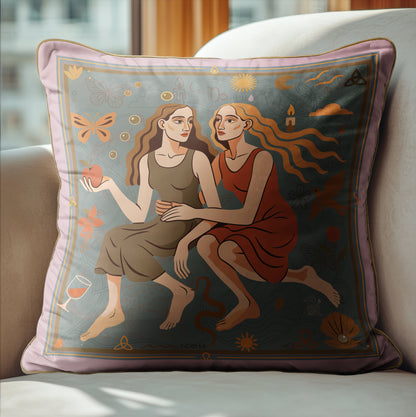 Decorative cushion with full-edge piping and surreal art design – luxury pillow Australia, design by NOE MI