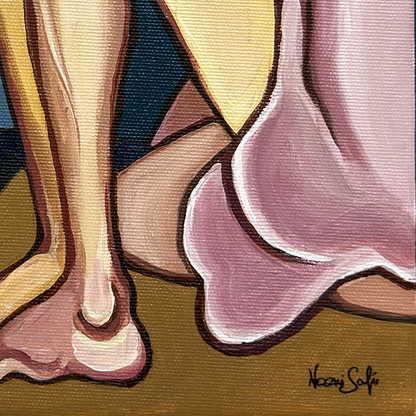 Original acrylic painting by Noemi Safir exploring body memory, visibility and the physical language of close relationships.