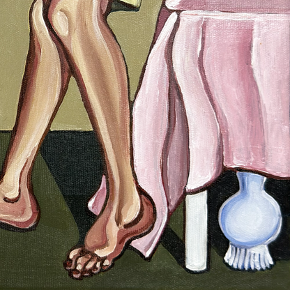 Original acrylic painting by Noemi Safir exploring how love and safety can become tied to someone’s continued availability.