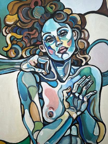 This Wild Dance Never Ends original artwork by Noemi Safir, a highly collectible painting about feminine energy, attachment, repetition, emotional exchange, and shared force.