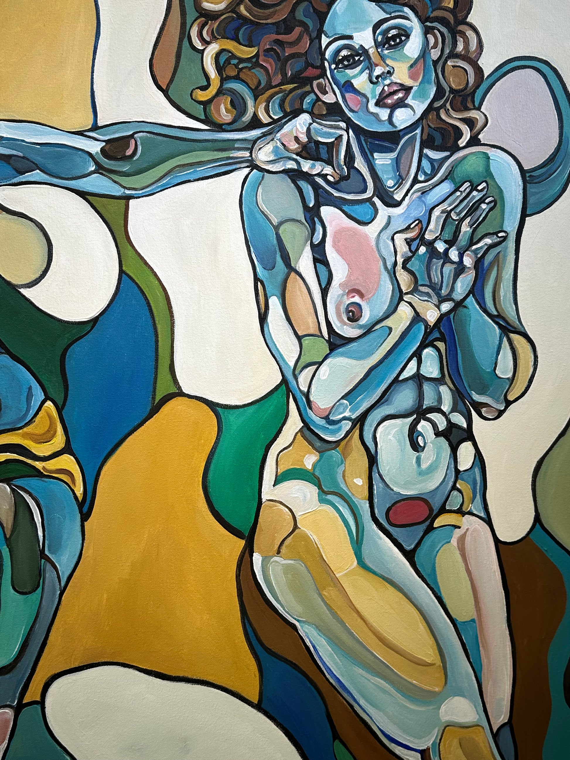 Contemporary figurative art by Israeli artist Noemi Safir titled This Wild Dance Never Ends, created for collectors drawn to women in art, symbolic movement, and beauty with meaning.
