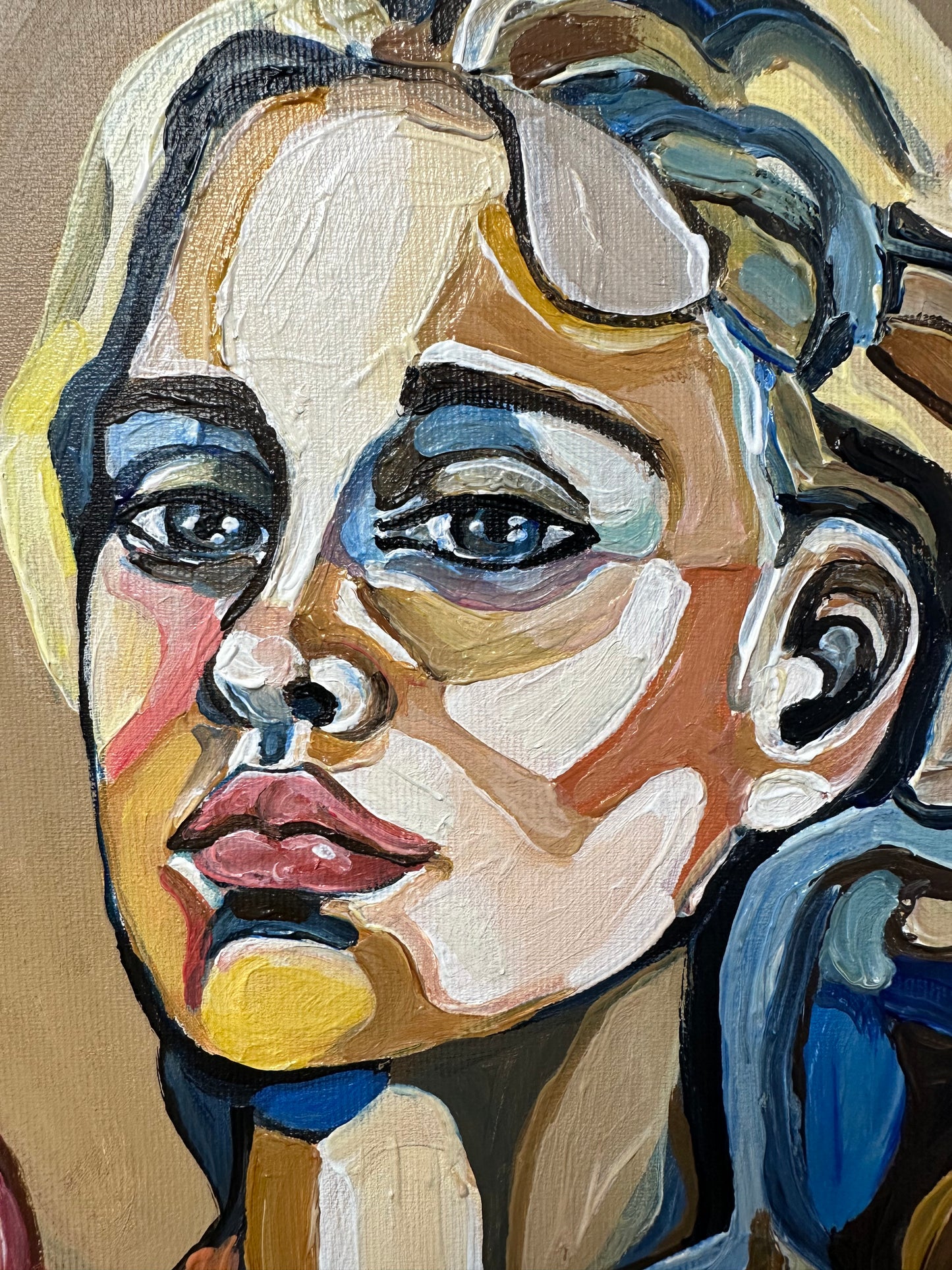 We Are Unbreakable by Noemi Safir, original painting from Wild Girls Don’t Apologize, featuring five women standing shoulder to shoulder in a powerful collective portrait.