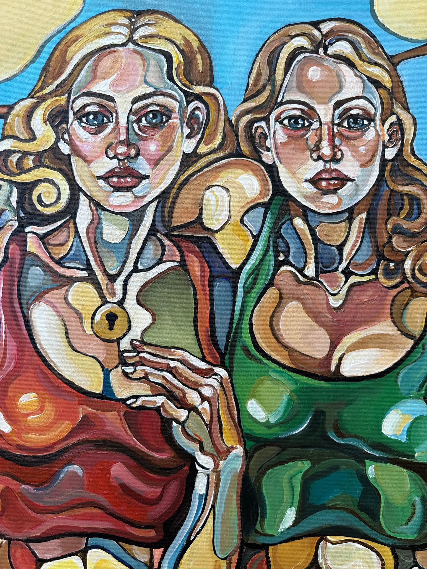 Contemporary figurative art by Israeli artist Noemi Safir titled Until Dawn Breaks, created for collectors drawn to women in art, symbolic storytelling, and beauty with meaning.