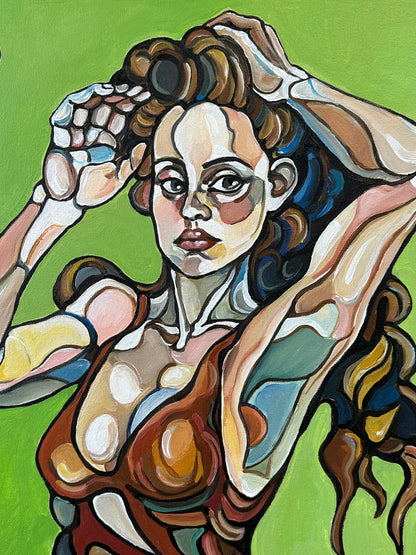 Noemi Safir women painting Silent Promise, exploring female solidarity, self possession, quiet force, and the kind of promise women hold together without words.