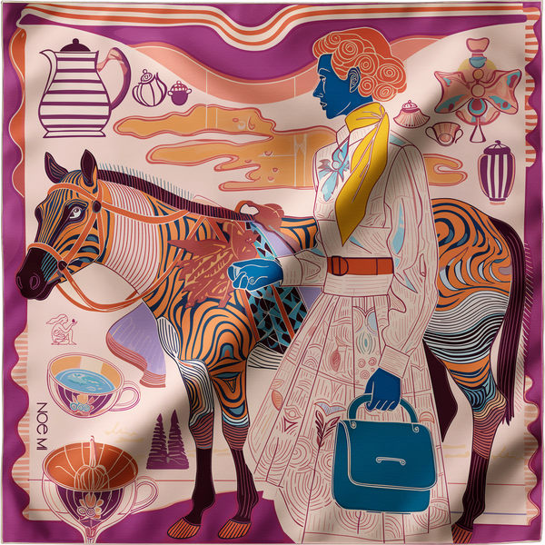 'Porcelain Tension', Silk Scarf, Tropic