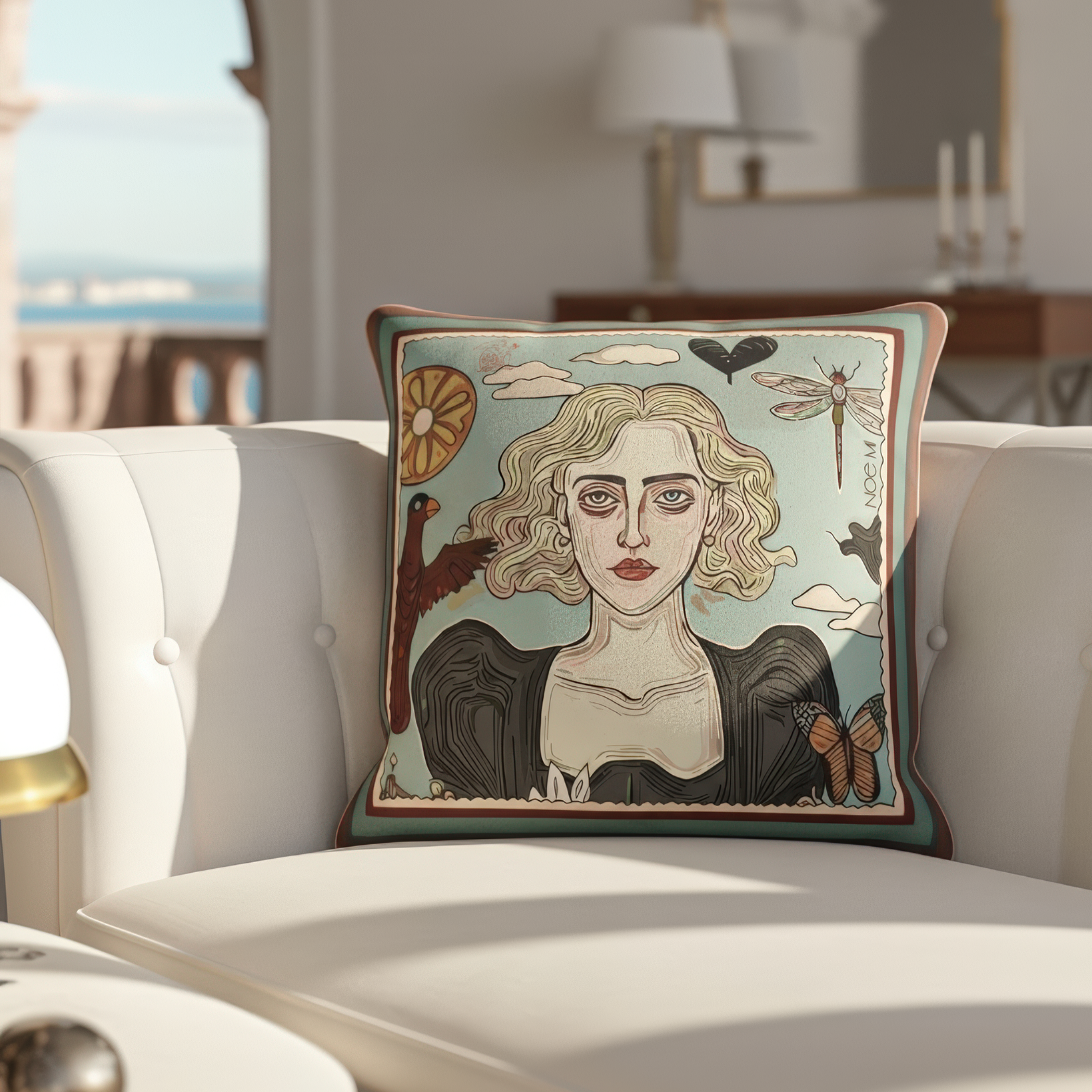 NOE MI luxury home square pillow combining serene aesthetics with deep emotional resonance