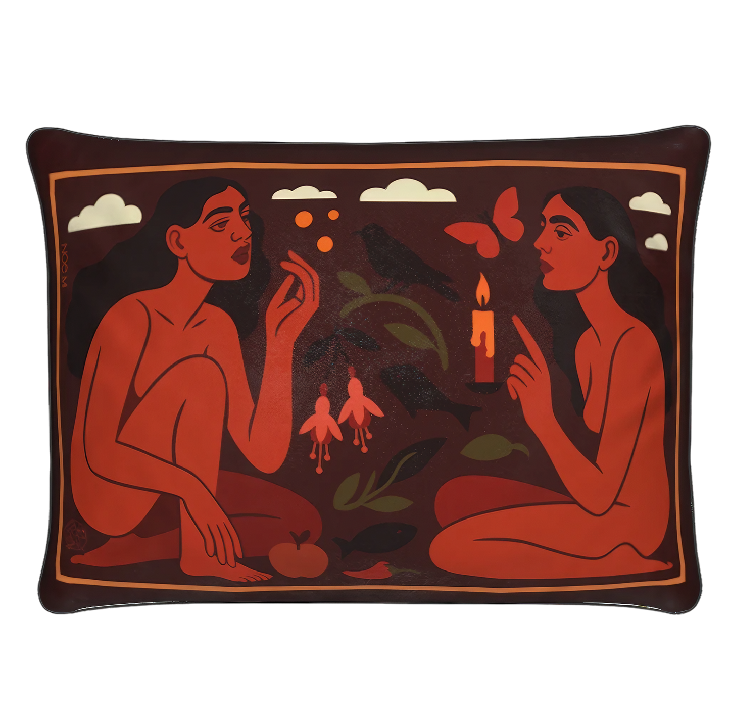 A rectangular luxury pillow/cushion in dark red by NOE MI