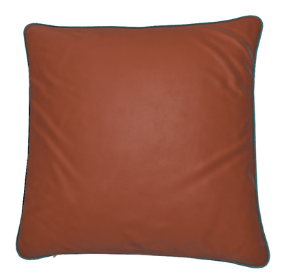 A square-shaped luxury velvet pillow/cushion in blue and gold