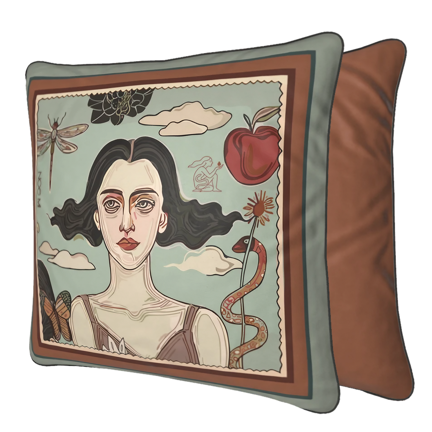 High-end designer pillow by NOE MI featuring dramatic beauty and inner strength in velvet texture