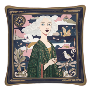'Golden Threads' Square Cushion, Emerald