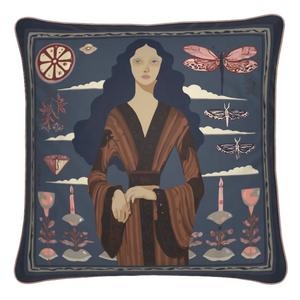 'Ginger Lace' Square Cushion, Indigo