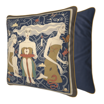NOE MI Apple Affair Sapphire cushion is a luxury decorative square pillow for upscale home styling, ideal for premium interior projects, boutique apartments, designer homes, and customers searching for elegant blue statement cushions online.