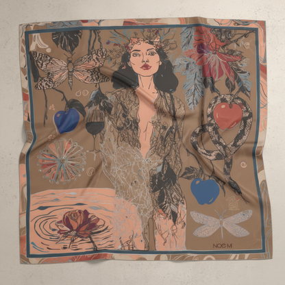 Premium designer scarf for men inspired by myth, seduction, and control, ideal for elevated streetwear and refined evening outfits