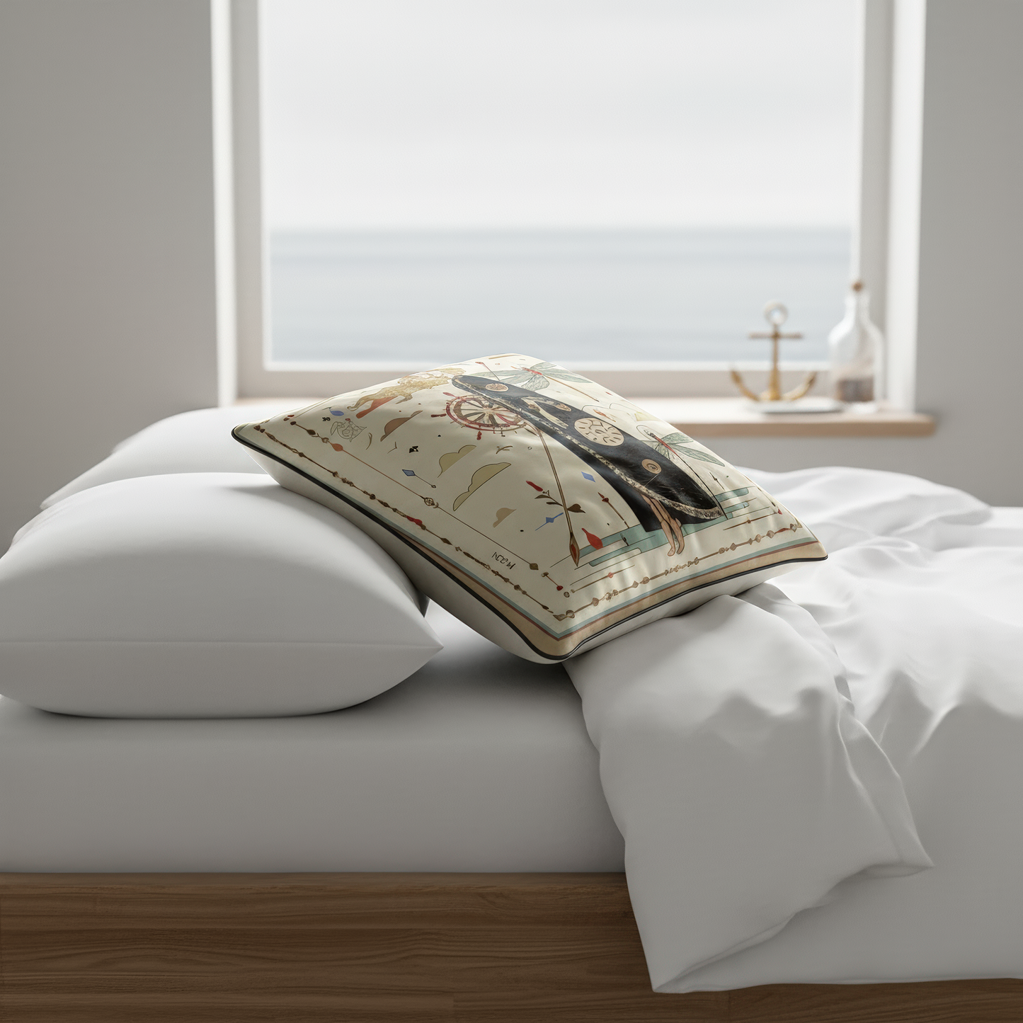 an artistic luxurious designer cushion with a luxurious print  by NOE MI 