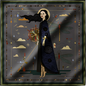 'The Navigator', silk scarf, Midnight