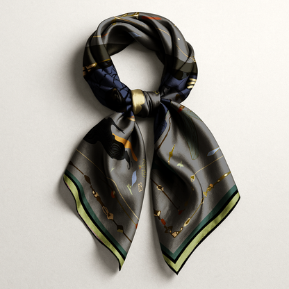 'The Navigator', silk scarf, Midnight
