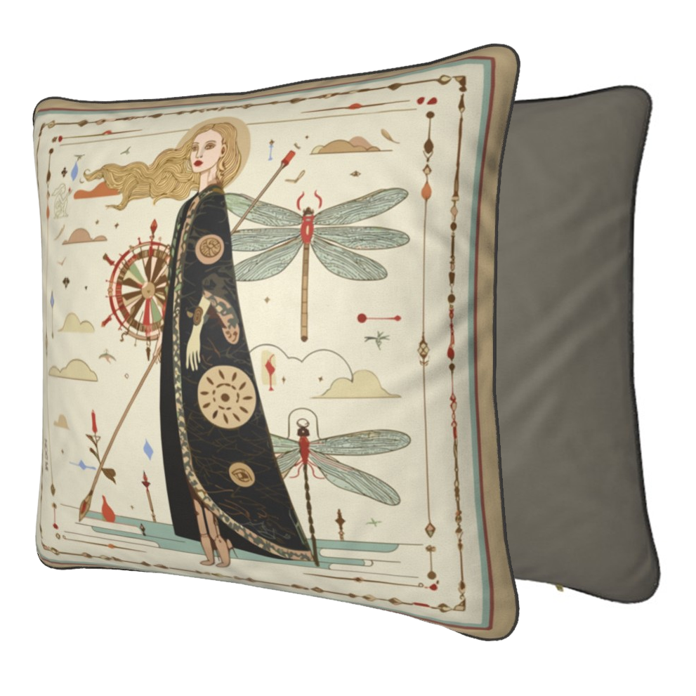 Luxury velvet pillow by NOE MI, soft cushion with unique print, international home décor accessory.