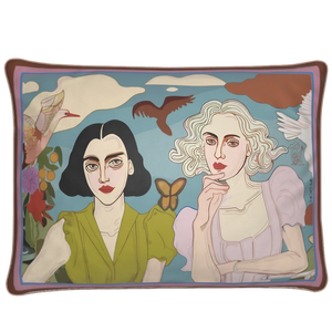 'The Picnic-Lemon & Lace' , Rectangular Cushion