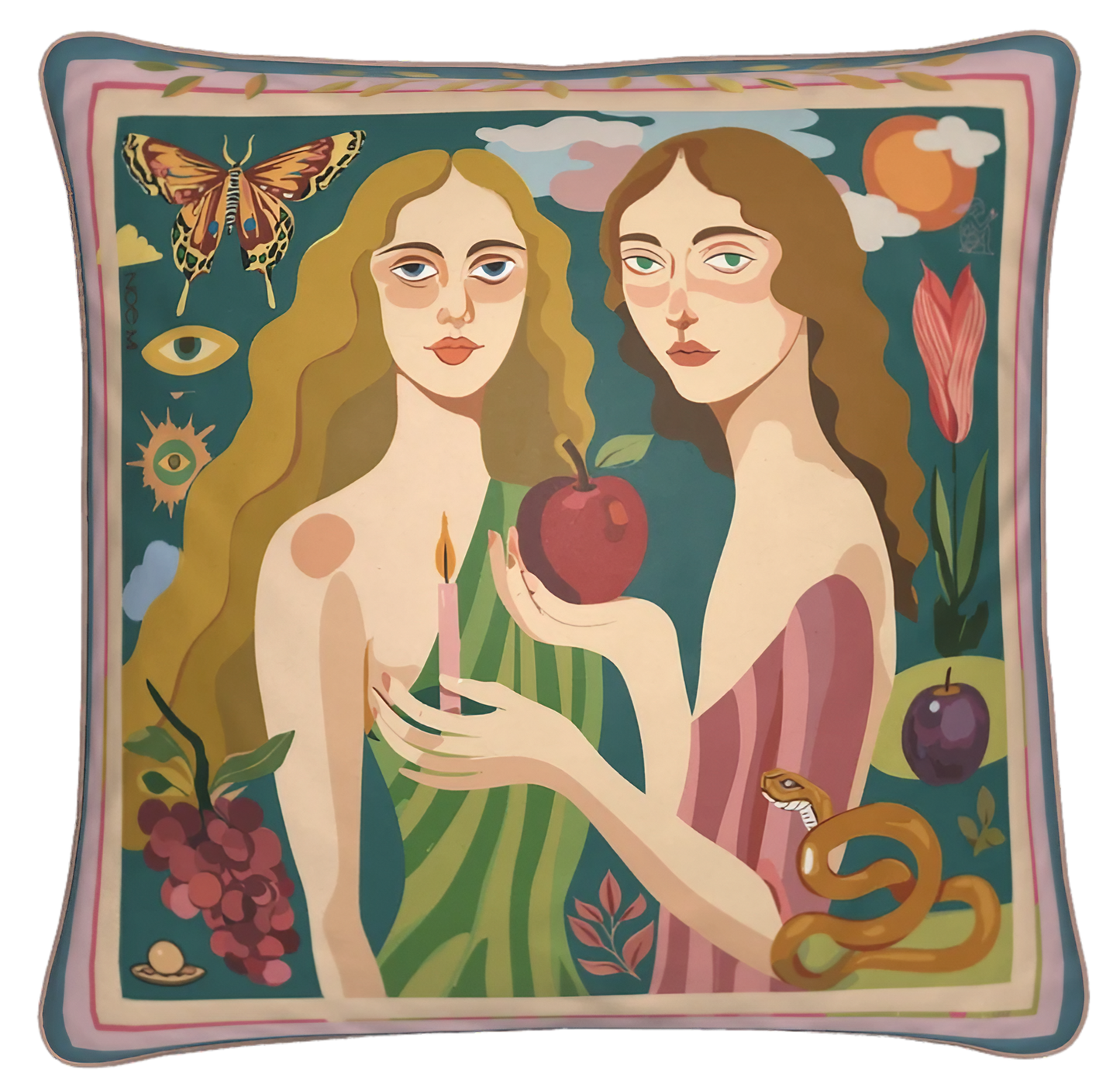 NOE MI’s signature blend of feminine energy and emotional storytelling makes this square pillow a powerful visual accent in any luxe interior.