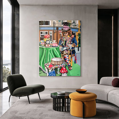 The Mad Hatter by Noemi Safir, a highly collectible original artwork from Sweet Little Chaos for collectors who seek contemporary figurative art, fantasy inspired storytelling, feminine identity, and symbolic beauty.