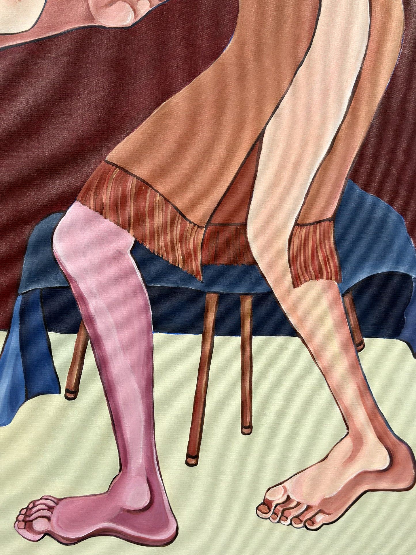 You’re Being Sensitive original acrylic on canvas by Noemi Safir, a symbolic figurative painting about intimacy, psychological tension and the struggle to defend emotional truth.