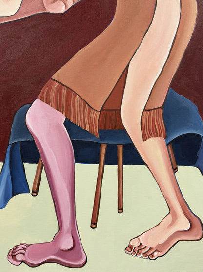 You’re Being Sensitive original acrylic on canvas by Noemi Safir, a symbolic figurative painting about intimacy, psychological tension and the struggle to defend emotional truth.