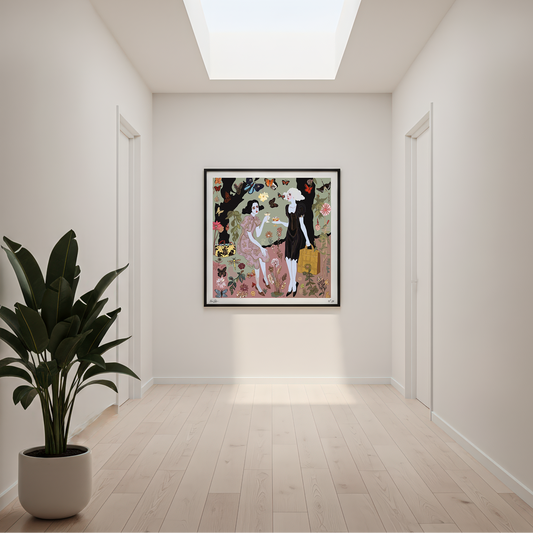 fine art print on paper, Butterfly Gossip features butterflies whispering secrets in symbolic harmony. By NOE MI