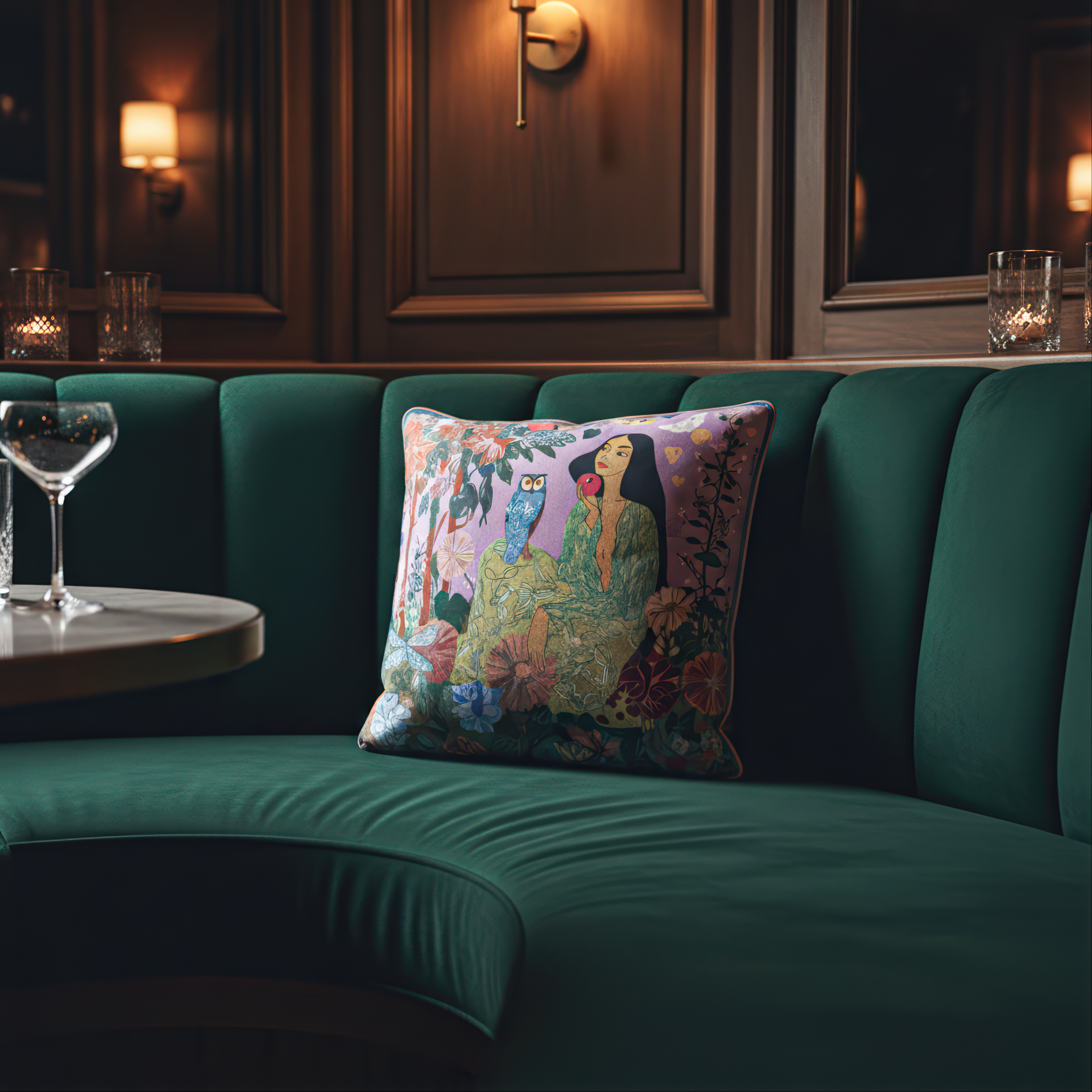 Emotional and stylish home accessory by NOE MI, where surreal art meets tactile velvet to create a powerful interior accent.