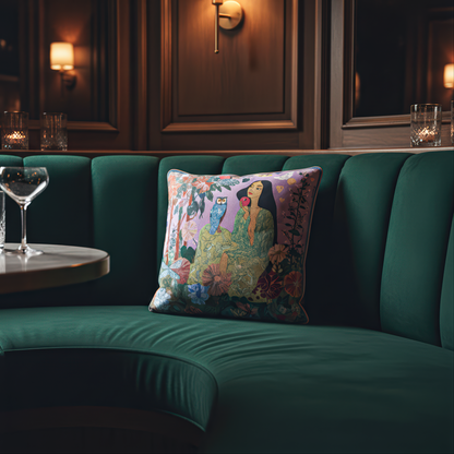 Emotional and stylish home accessory by NOE MI, where surreal art meets tactile velvet to create a powerful interior accent.