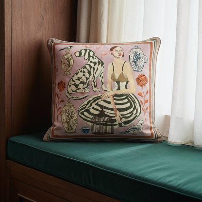 Premium throw pillow with soft texture and subtle sheen, designer home decor piece for interiors in New York, Los Angeles, and Milan.