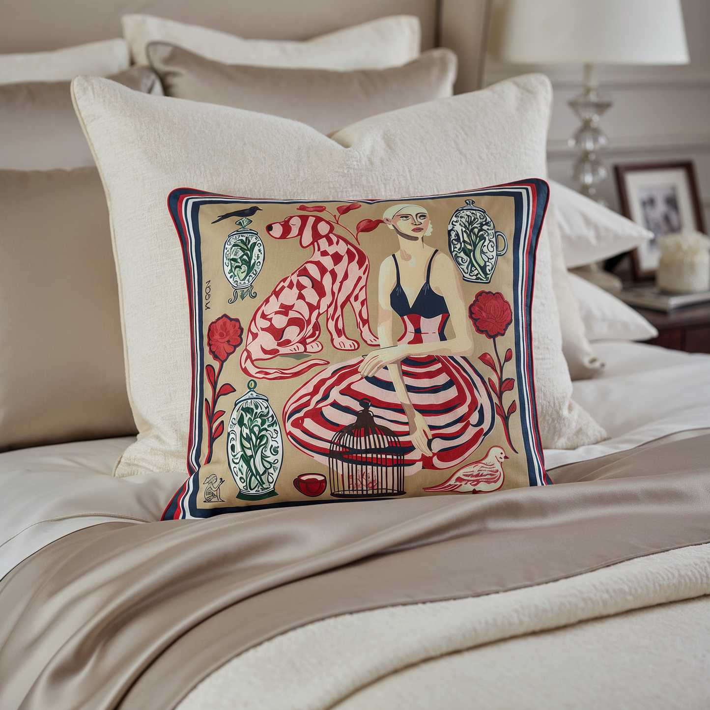 Premium velvet throw pillow with soft texture and luminous sheen, designer home decor piece for interiors in New York, Los Angeles, and Milan.