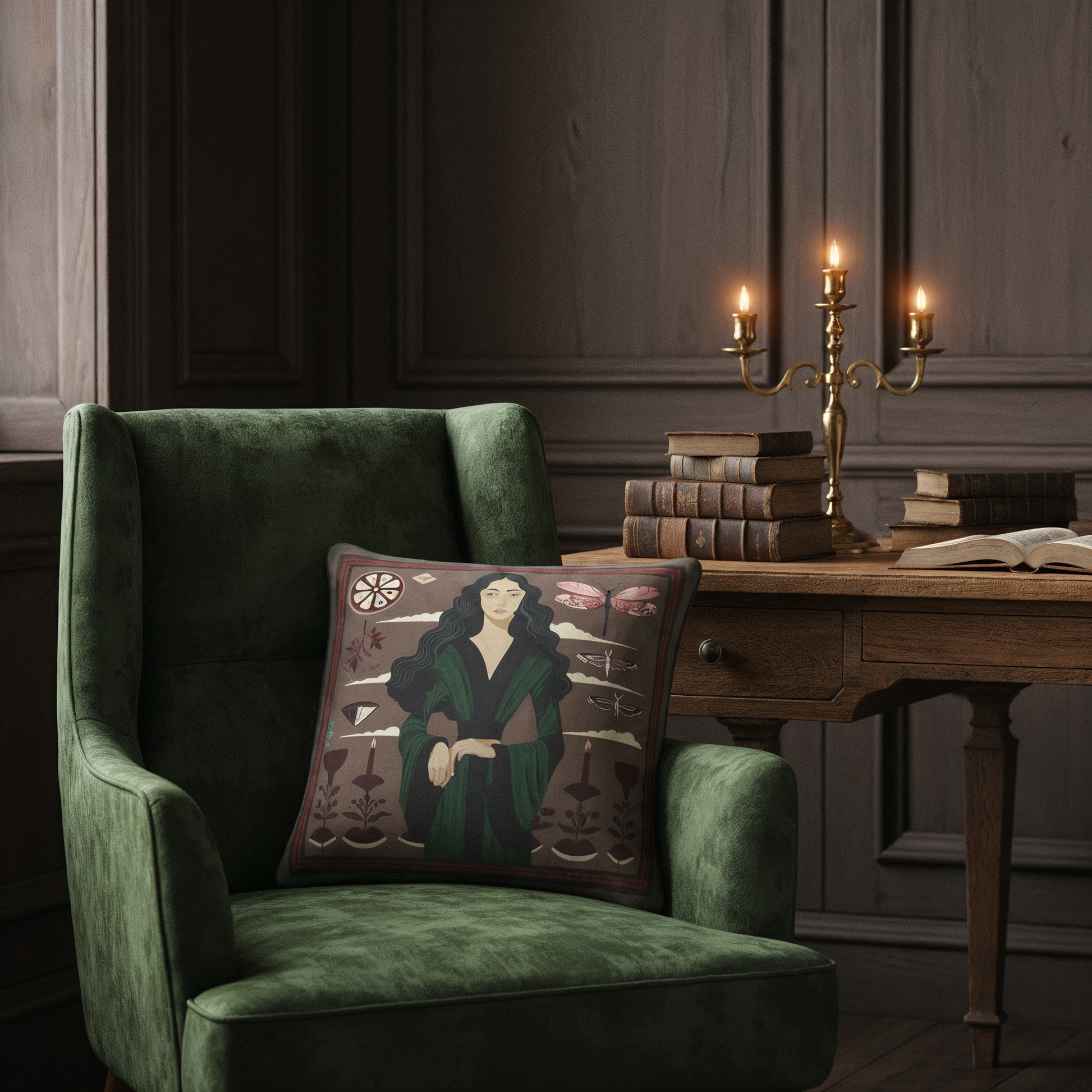 NOE MI premium cushion with moody tones and refined artistic design for stylish interiors