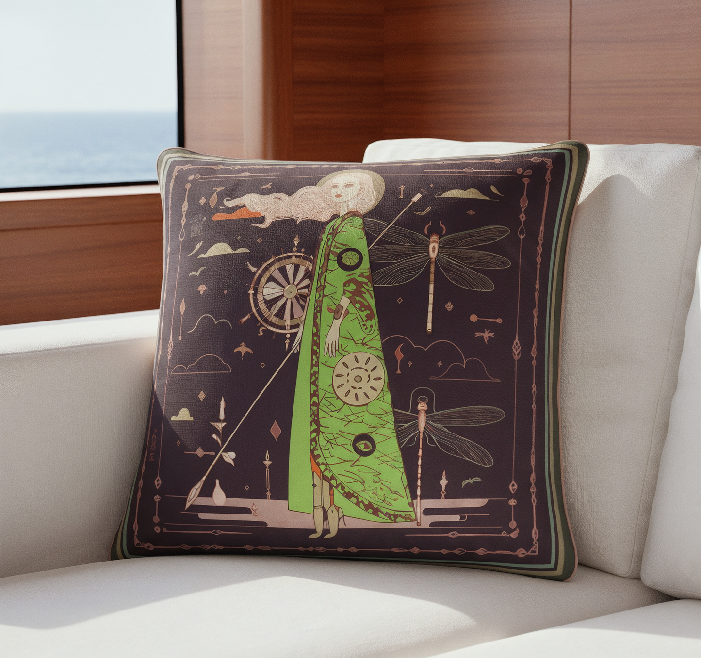 NOE MI The Navigator Amethyst cushion is a high end decorative pillow designed for style conscious women and interior lovers who seek meaningful, symbolic, and visually striking home accessories.