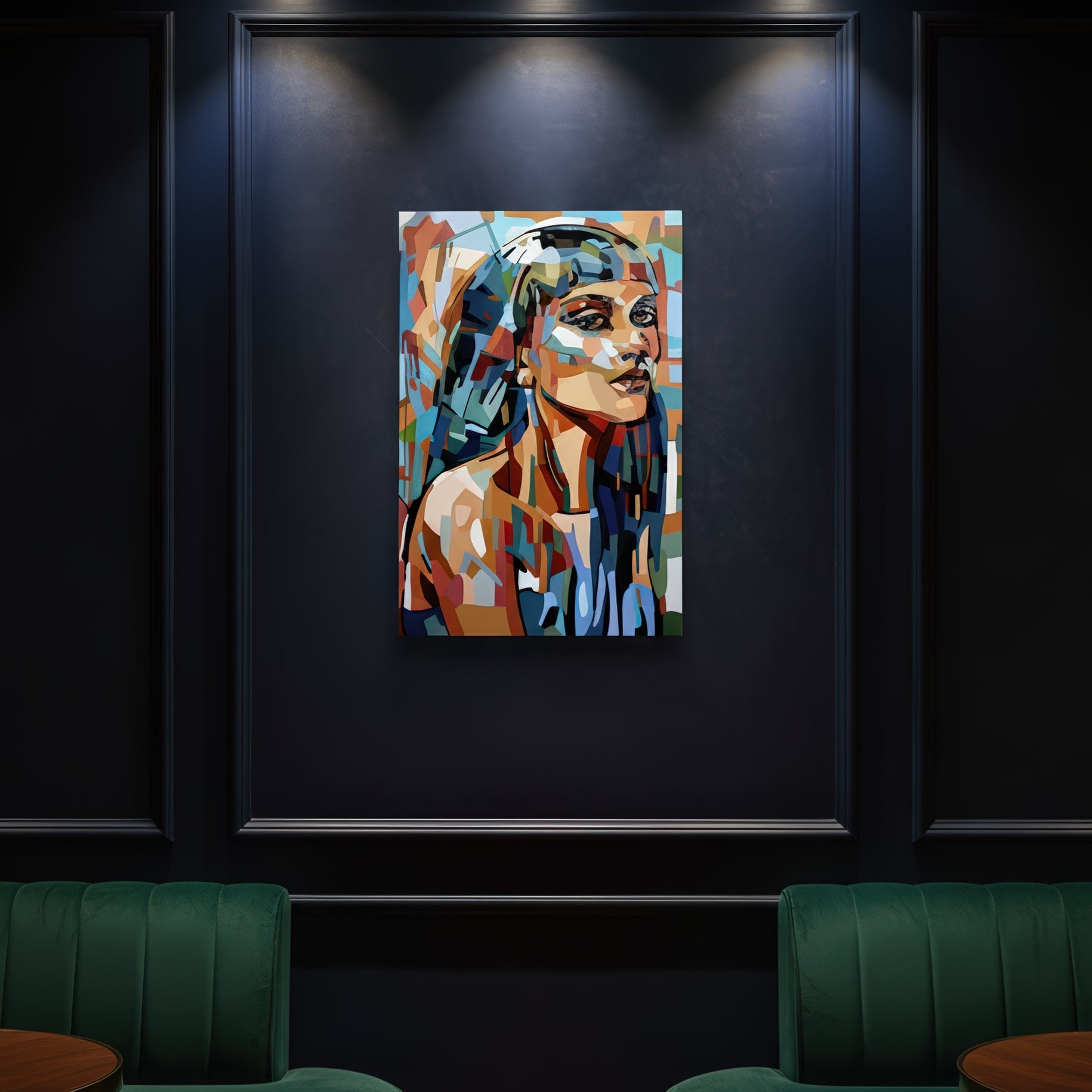 Black Princess by Noemi Safir is a signed limited edition print with a striking female portrait in layered abstract color fields, offering a bold wall art statement filled with grace, strength, and modern figurative energy.