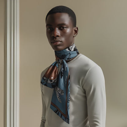 'Smoked Net', Silk scarf, Blue