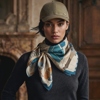 'Porcelain Tension', Silk Scarf, Blue
