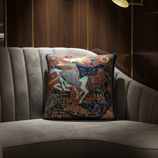 NOE MI premium square velvet cushion with shimmer texture and couture piping detail ideal for modern sofas, boutique hotels, and curated living rooms.