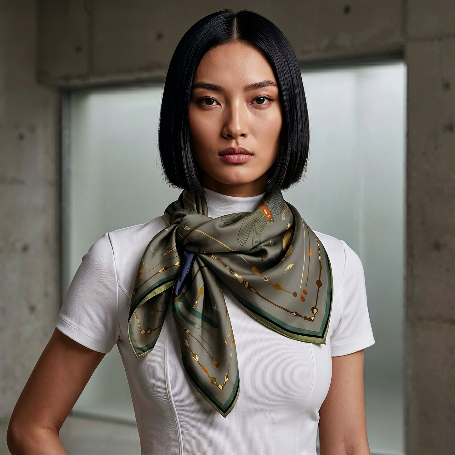 'The Navigator', silk scarf, Midnight