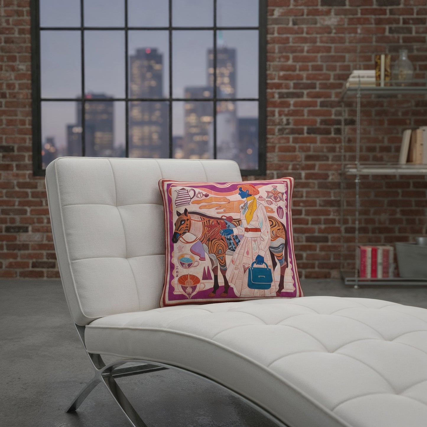 NOE MI decorative pillow in coral, peach, and ivory tones perfect for sofas, beds, and stylish living rooms.