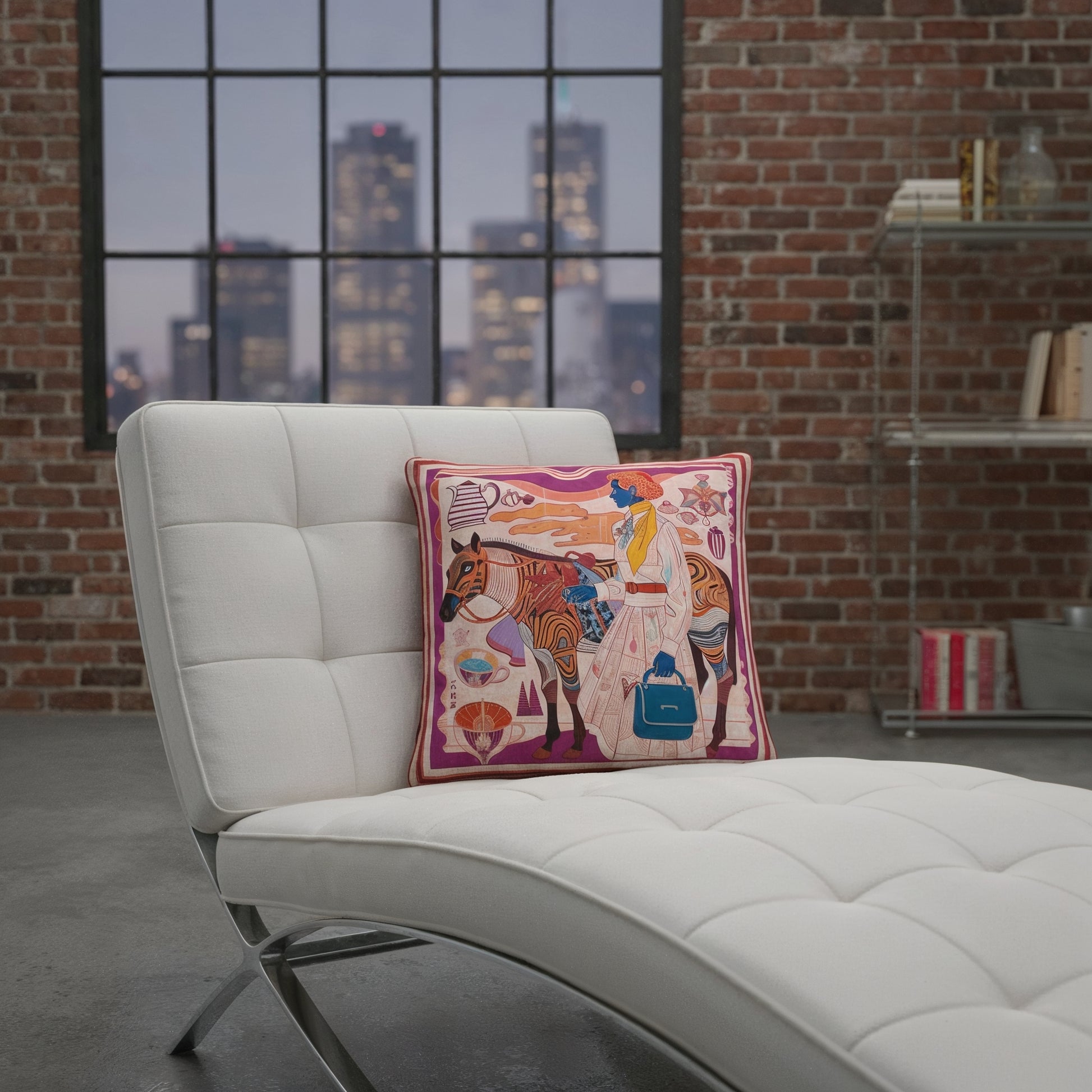 NOE MI decorative pillow in coral, peach, and ivory tones perfect for sofas, beds, and stylish living rooms.