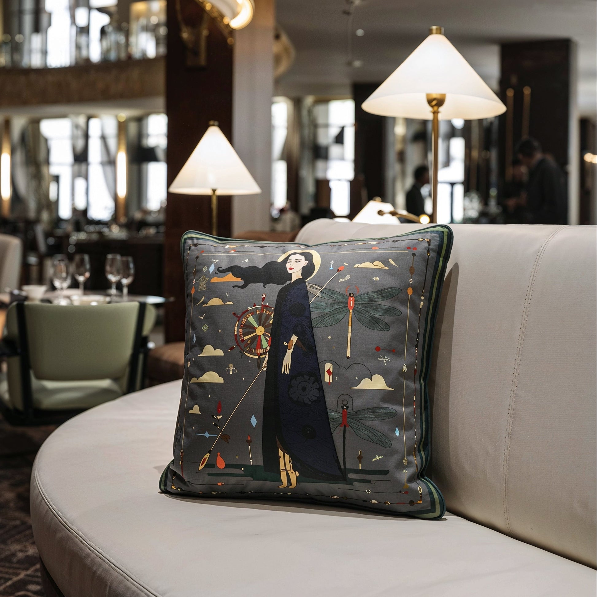 NOE MI luxury velvet shimmer cushion The Navigator Midnight Edition with soft-touch finish and full-edge piping for refined interiors.