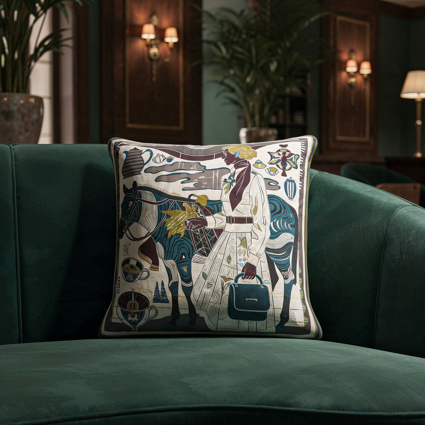 NOE MI Porcelain Tension Noir cushion is a square decorative pillow in muted tones ideal for sofas, beds, and curated living spaces.