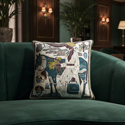 NOE MI Porcelain Tension Noir cushion is a square decorative pillow in muted tones ideal for sofas, beds, and curated living spaces.