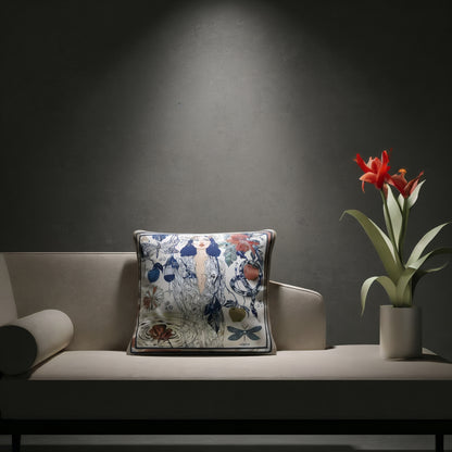 NOE MI Dark Temptation Mediterranean square cushion is a decorative pillow ideal for sofas, beds, and curated living spaces with a calm coastal aesthetic.