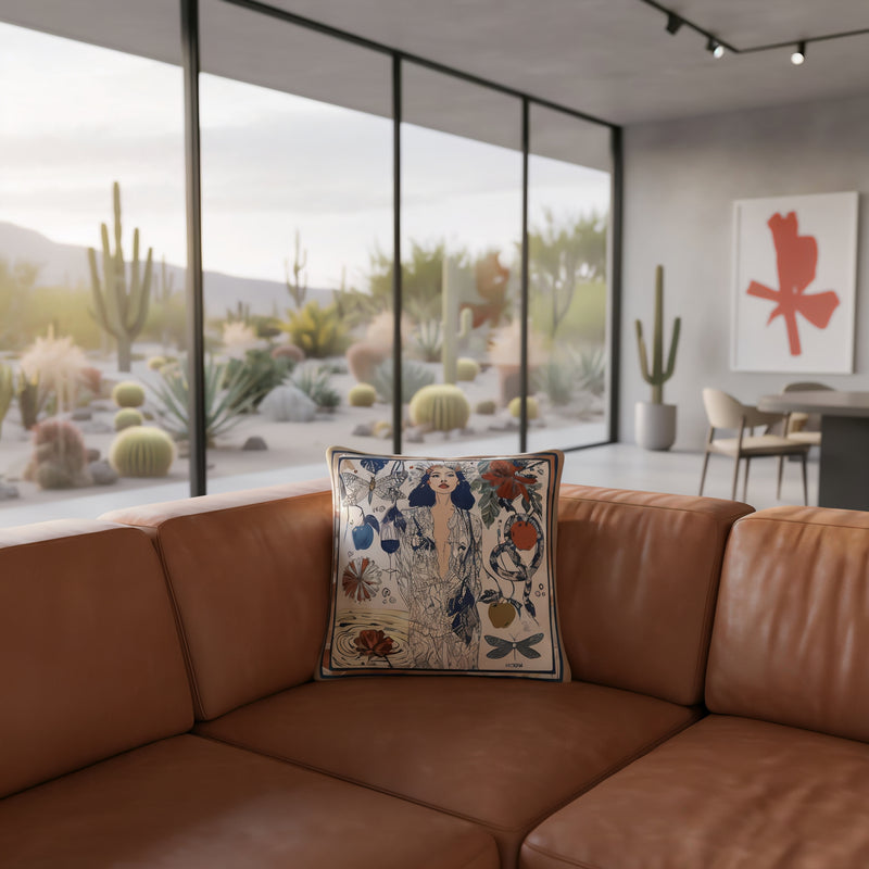 'Dark Temptation' , Square Cushion, White