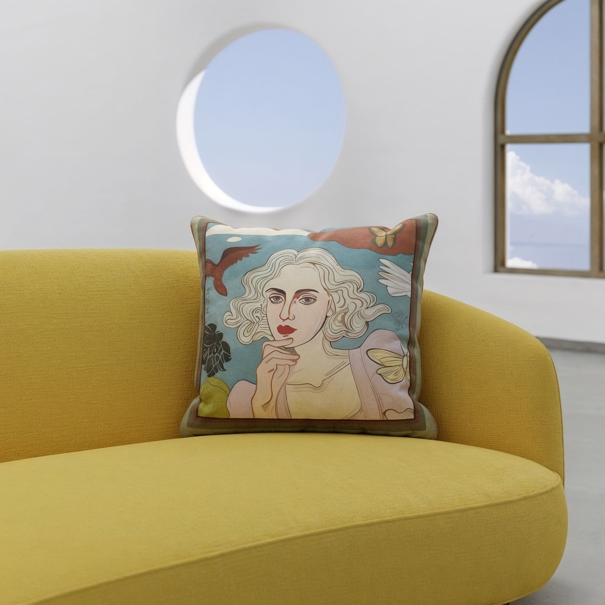 The Morning Muse cushion design from NOE MI art couture appeals to design lovers who crave subtlety with emotional depth in their décor.