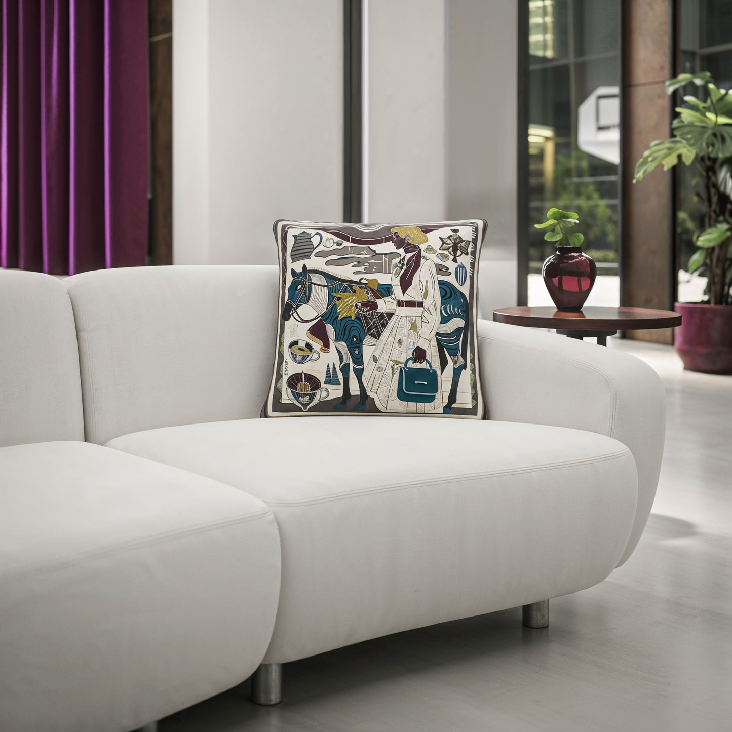 NOE MI Porcelain Tension Noir cushion is a high-end decorative pillow designed for women and interiors that appreciate quiet luxury and artistic presence.
