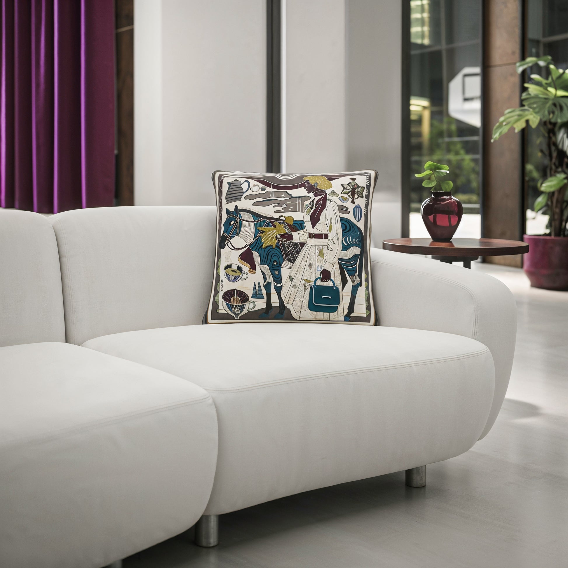 NOE MI Porcelain Tension Noir cushion is a high-end decorative pillow designed for women and interiors that appreciate quiet luxury and artistic presence.