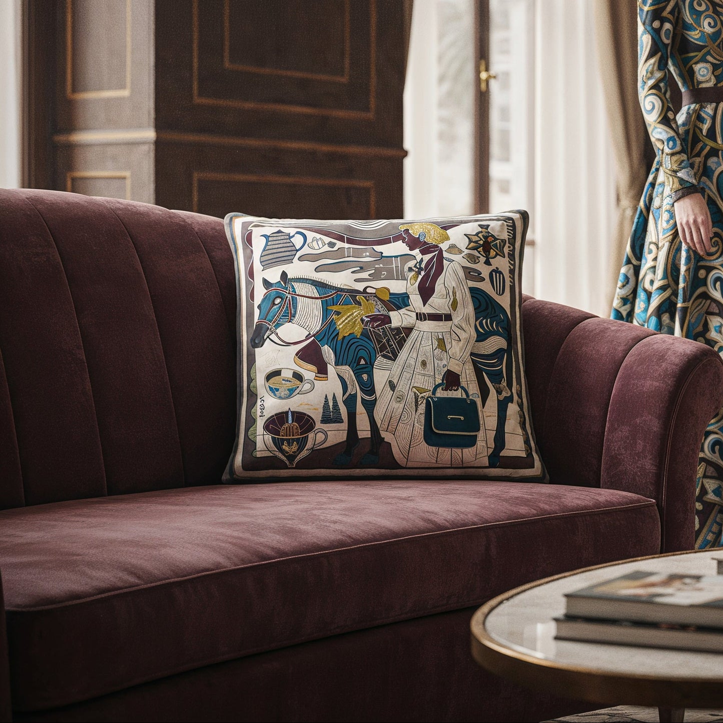 NOE MI Porcelain Tension Noir cushion is a luxury home decor pillow in dark neutral tones perfect for refined and modern styling.