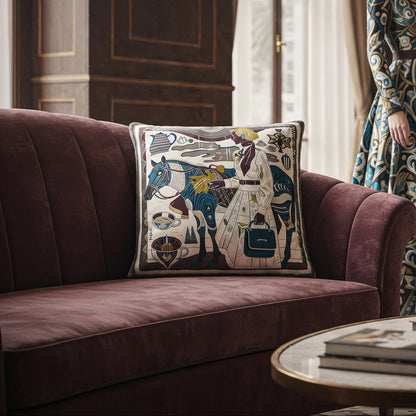 NOE MI Porcelain Tension Noir cushion is a luxury home decor pillow in dark neutral tones perfect for refined and modern styling.